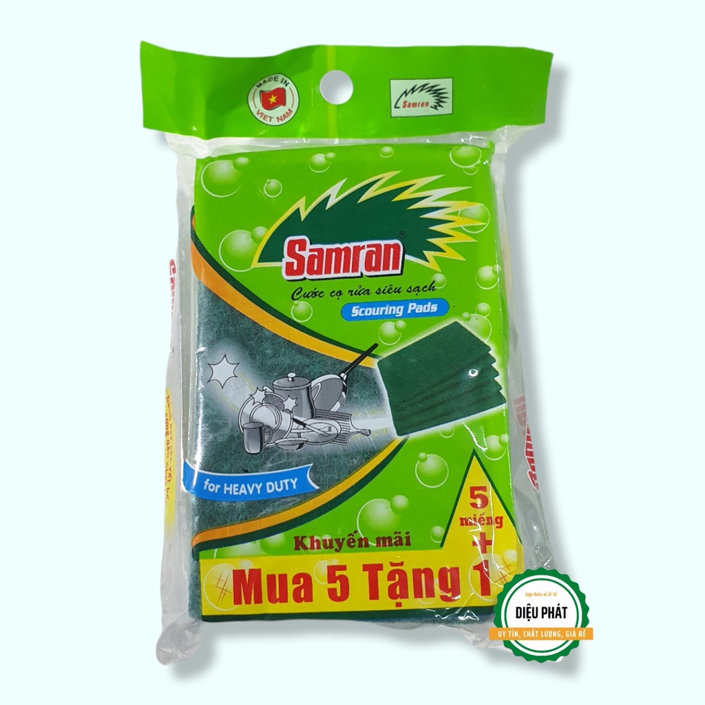 ⚡️ Bộ 5 Miếng Cước Rửa Chén Bát Samran Siêu Sạch + Tặng 1 Miếng