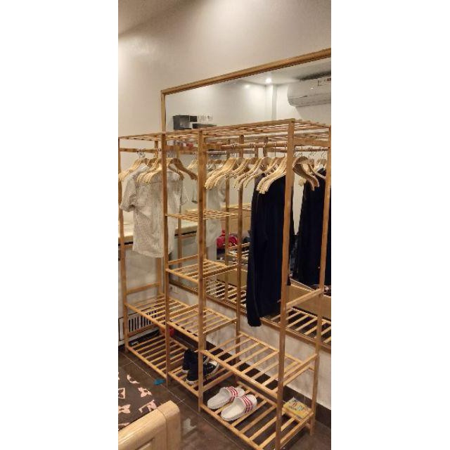 RE0612 Tủ treo quần áo gỗ tre mẫu lớn 165cm - Tủ quần áo gỗ tre - Tủ quần áo nhiều tầng | BigBuy360 - bigbuy360.vn