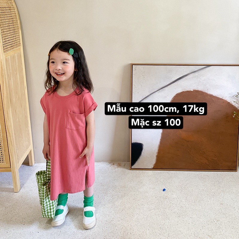 Váy Đầm Suông Cho Bé Gái Mùa Hè Chất Cotton Mát - Hãng Ambb Kids (có clip, ảnh thật).