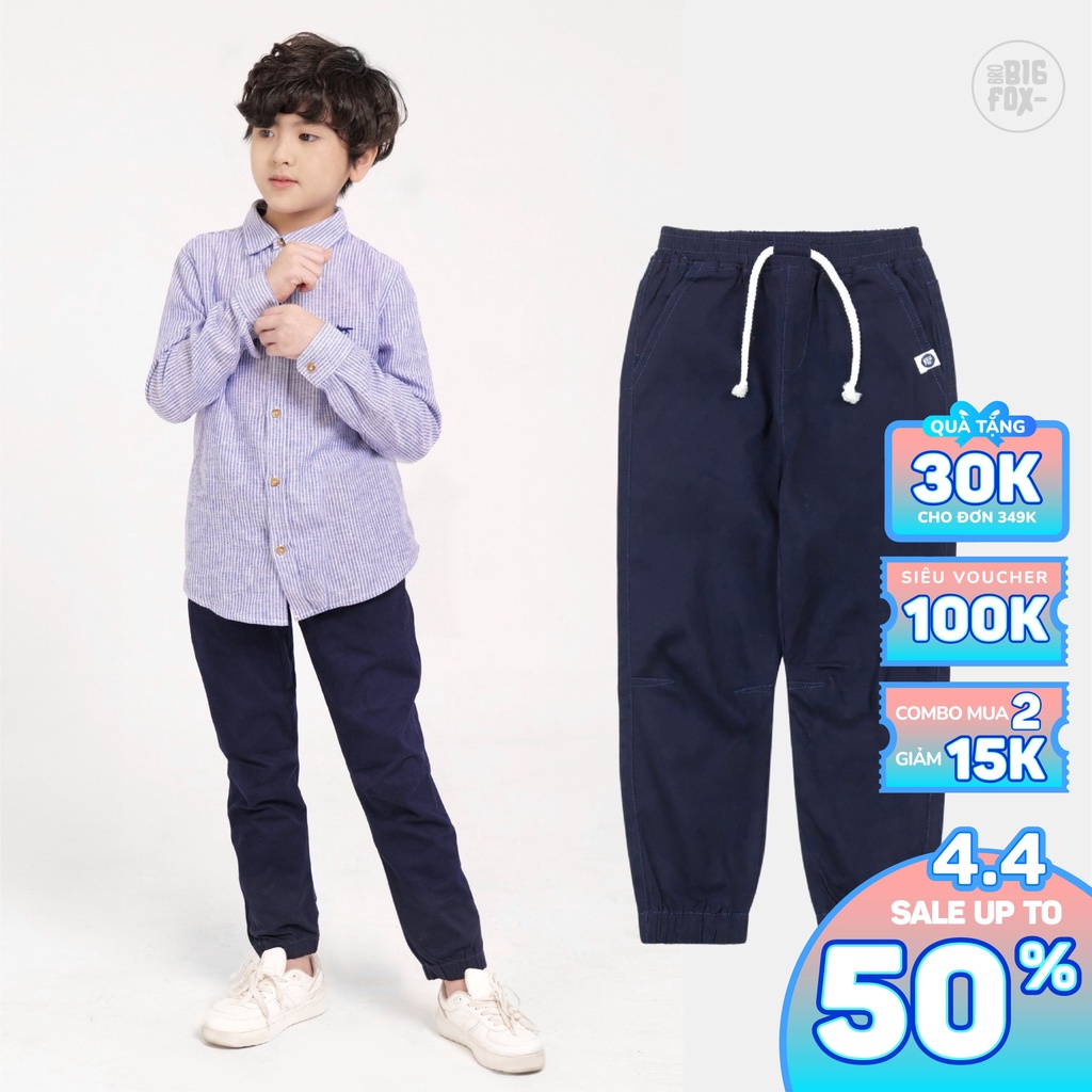 Quần kaki bé trai size đại Bigfox - Miss Meow, quần dài jogger trẻ em, chun gấu 5 - 11 tuổi