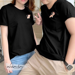Áo Thun Cặp Đôi cotton 100% (Ảnh Thật) - Mẫu Mèo Vàng