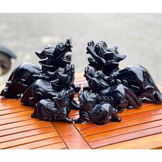 Cặp tỳ hưu phong thủy, tỳ hưu tài lộc đá onyx đen siêu đẹp - dài 10cm & 12cm & 15cm