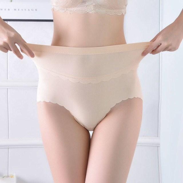 Ice Silk đồ lót phụ nữ eo cao sau sinh đồ lót size lớn siêu mỏng