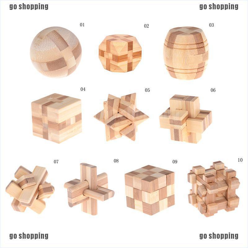 {go shopping}Fashion IQ Brain Teaser Kong Ming Lock Wooden Interlocking Burr 3D Puzzles Game Toy Gift