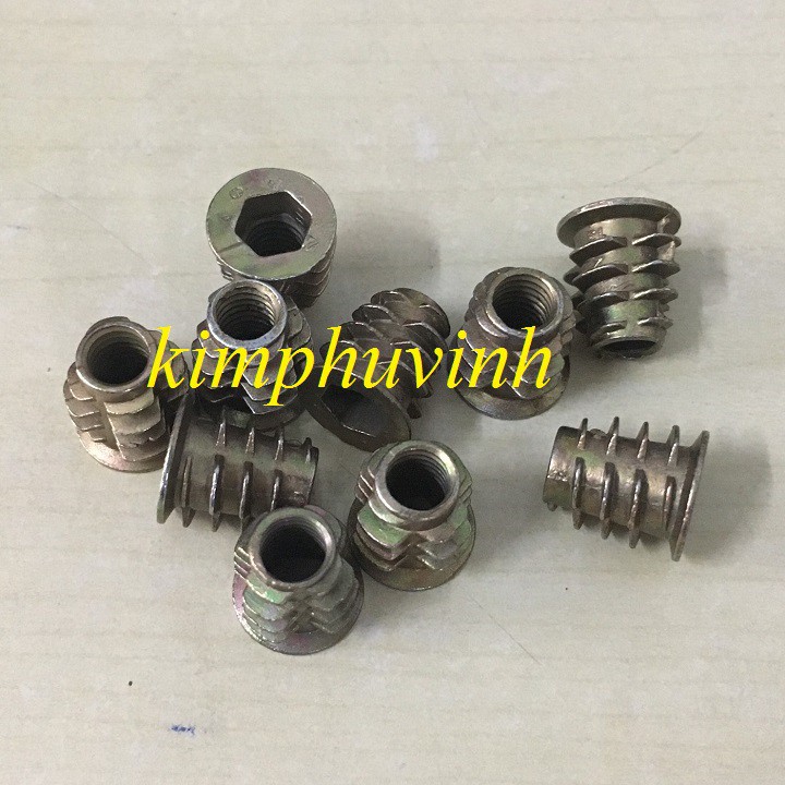 50 con - M6x13mm TÁN CẤY GỖ - ỐC CẤY GỖ CÓ VÀNH