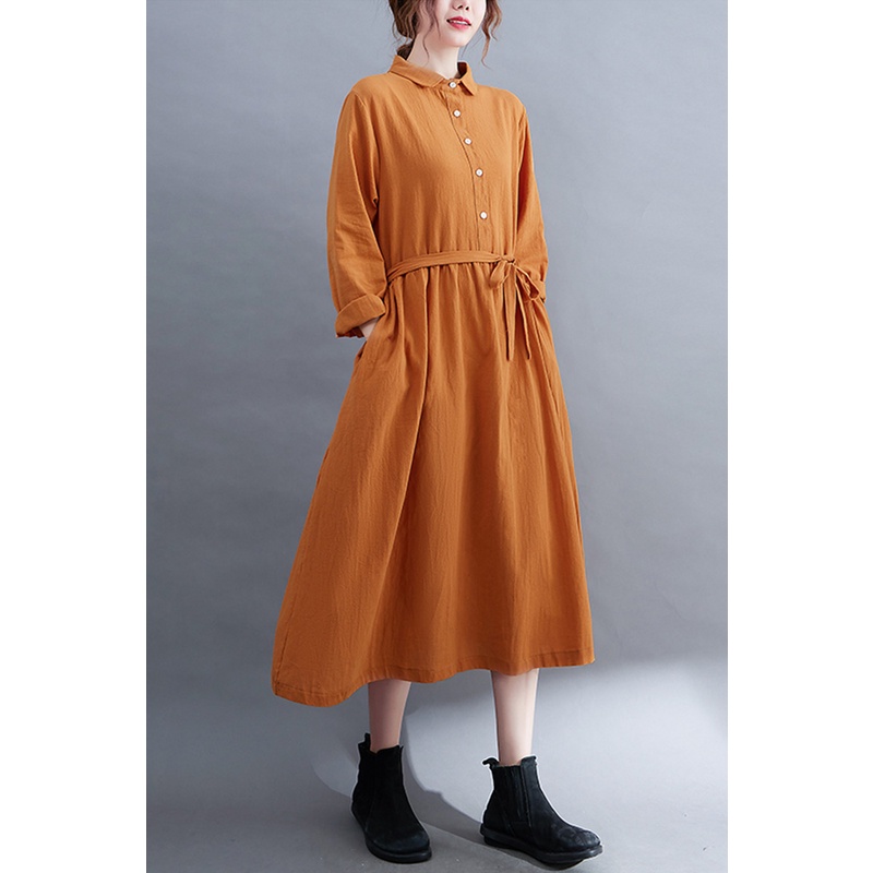 Đầm babydoll dáng dài qua gối, Đầm bigsize cho người mập bụng da185