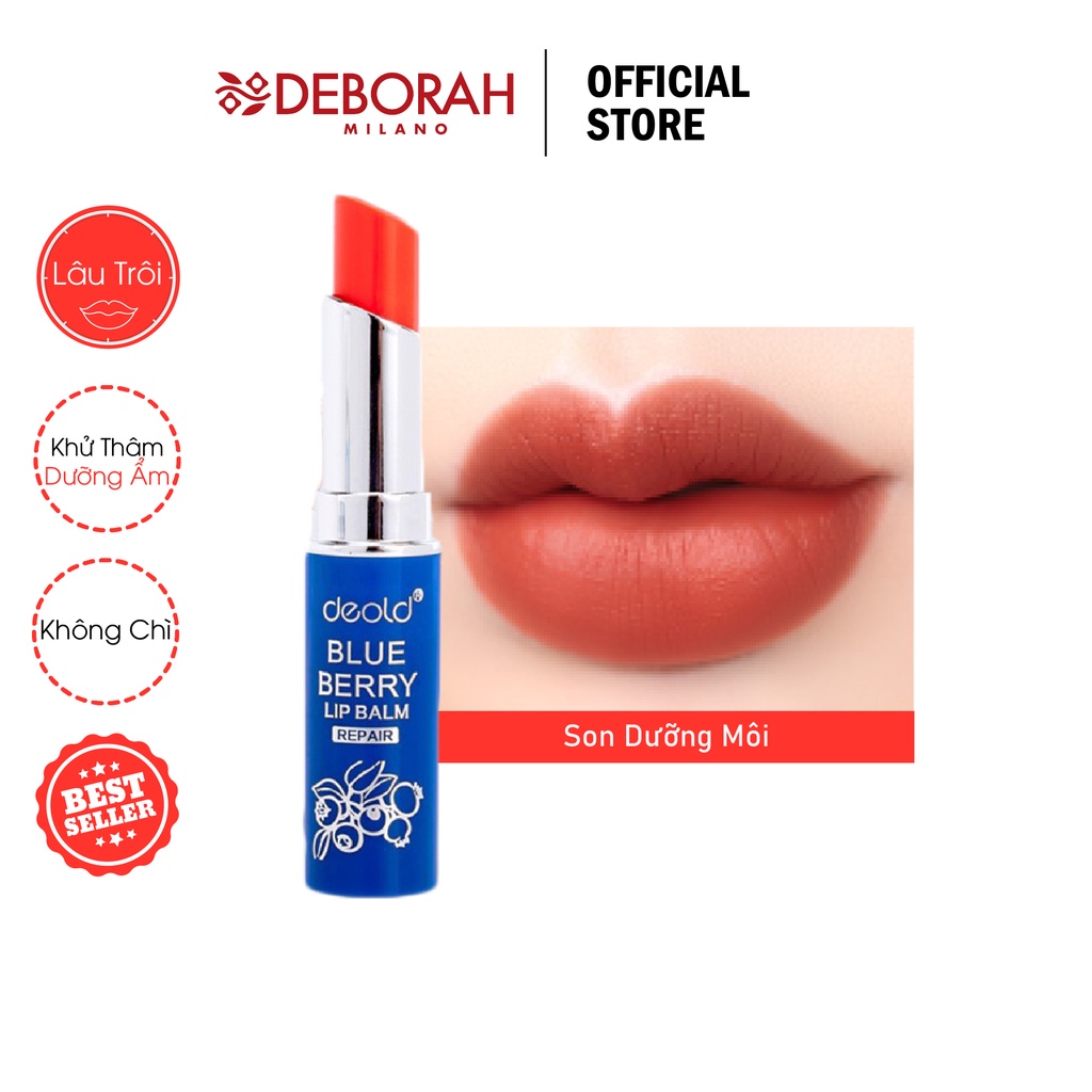 Son Dưỡng Ngừa Thâm Môi Deold Blueberry Lip Balm màu Đỏ Cam 3.3g [Hàng chính hãng] | BigBuy360 - bigbuy360.vn