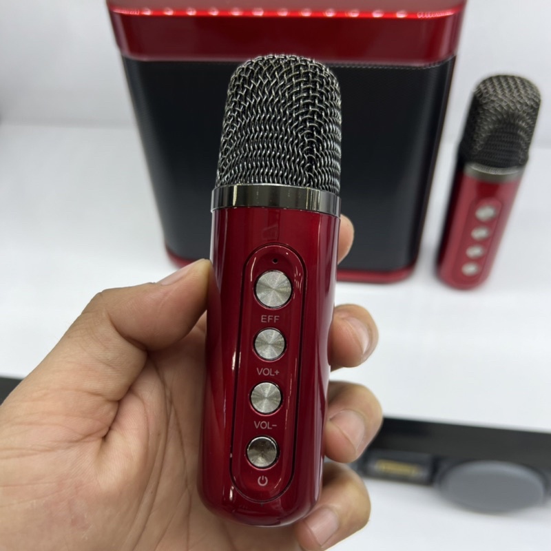 Loa bluetooth karaoke YS203 - Tặng kèm 2 micro không dây - Hiệu ứng đổi giọng, điều chỉnh ech