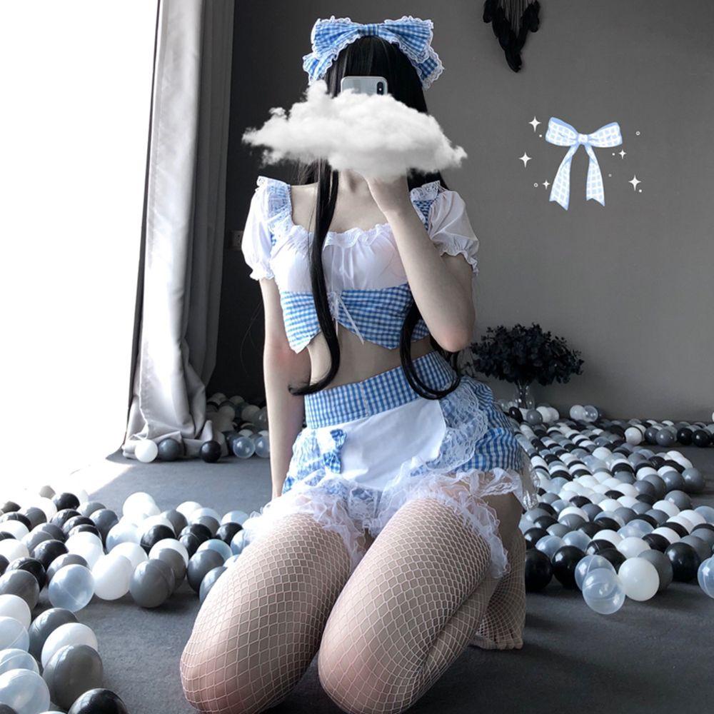 OCEANMAP Bộ Bikini Phối Ren Xuyên Thấu Phong Cách Kawaii Gợi Cảm