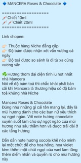 [Mẫu thử] Nước hoa Nữ Mancera Roses & Chocolate