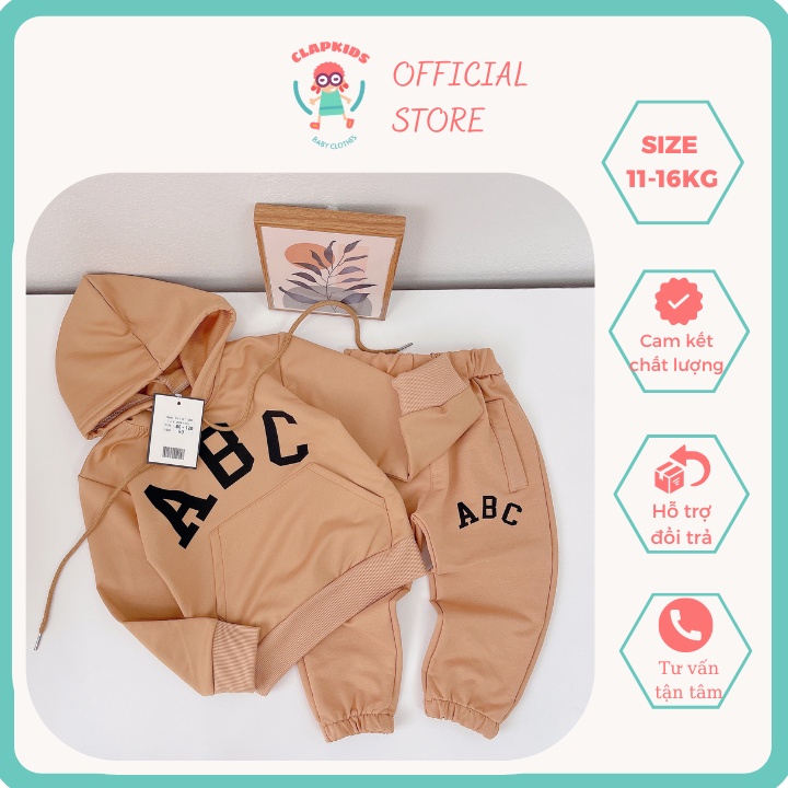 Set bộ quần áo thể thao năng động cho bé ABC CLAPKIDS 2022 chất vải cotton da cá sịn, ảnh thật 100%