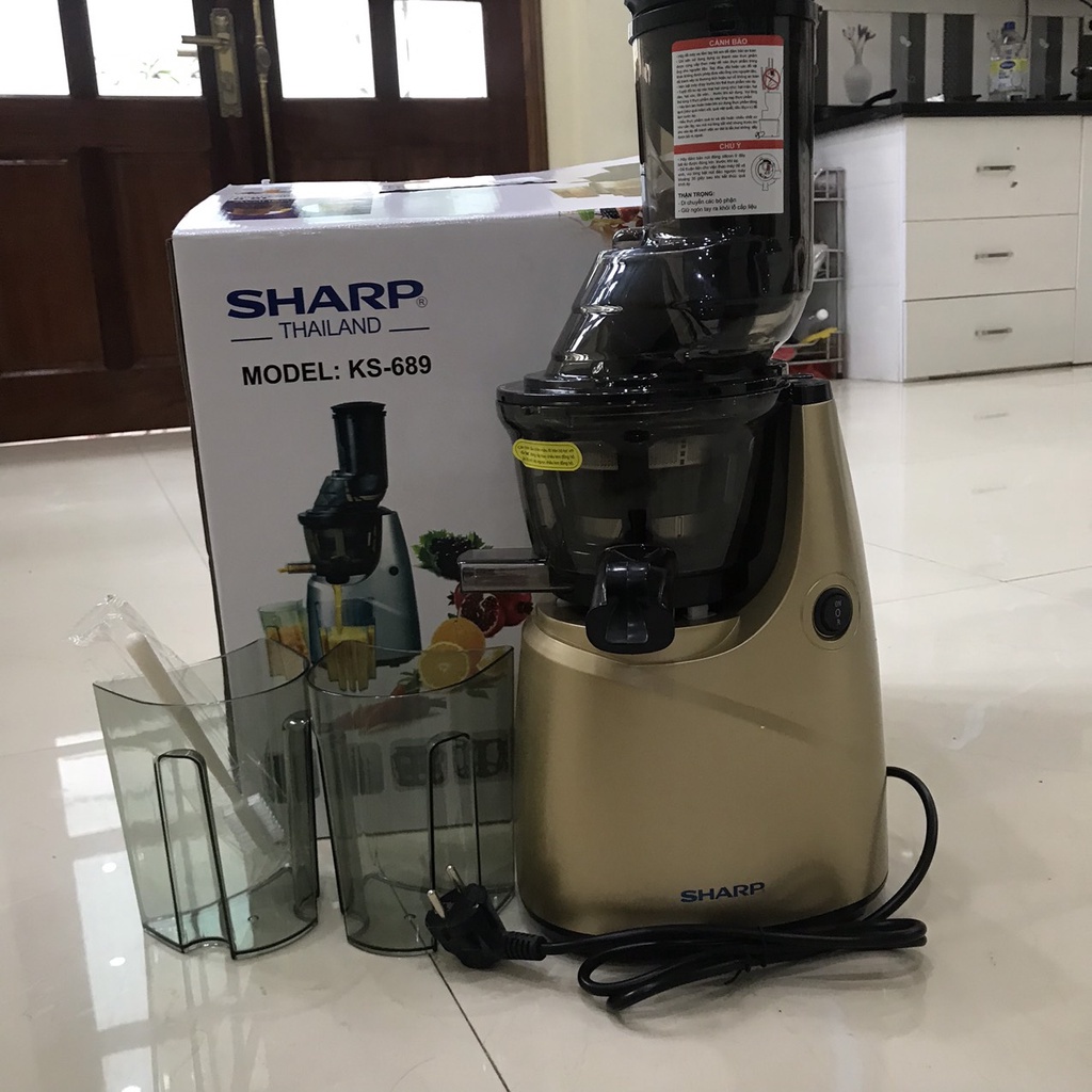 Máy Ép Chậm SHARP KS-689 Hàng Chính Hãng, Công Suất 250W,Cổ Máy To Ép Nguyên Trái Siêu Kiệt BH 12 Tháng