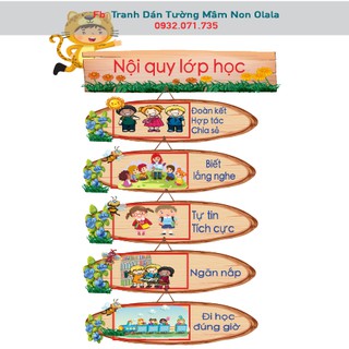 Decal dán tường Tranh NỘI QUY LỚP HỌC Trang trí Mầm Non, Tiểu Học, Mẫu Giáo, Nhà Trẻ
