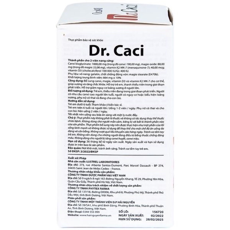 Viên uống Dr. Caci Ocavill bổ sung canxi giảm nguy cơ loãng xương (Hộp 60 viên