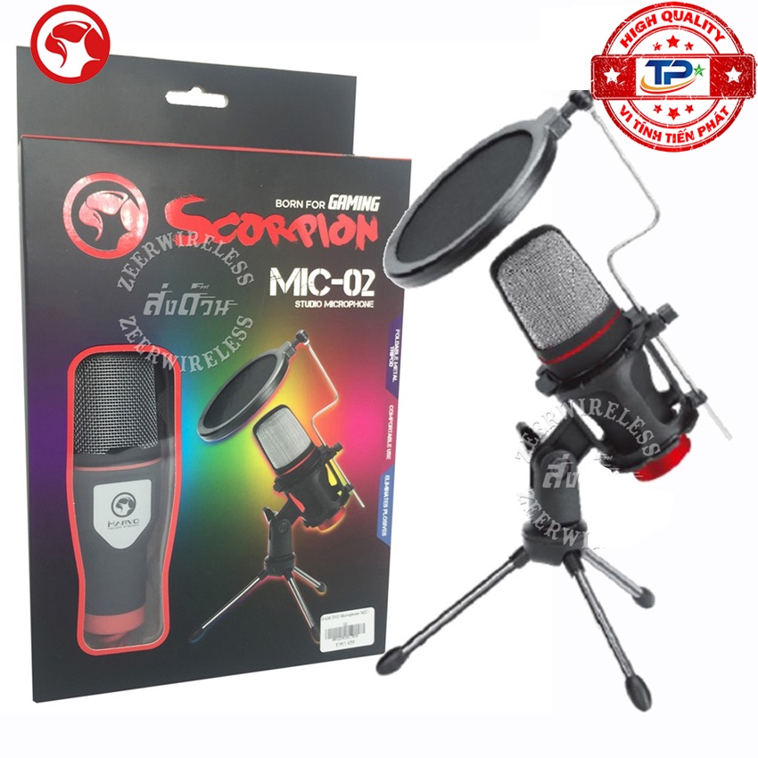 Studio Microphone Pro Marvo MIC-02 đẳng cấp chuyên nghiệp dùng hát karaoke, chat, ghi âm, đàm thoại... trên PC và Laptop