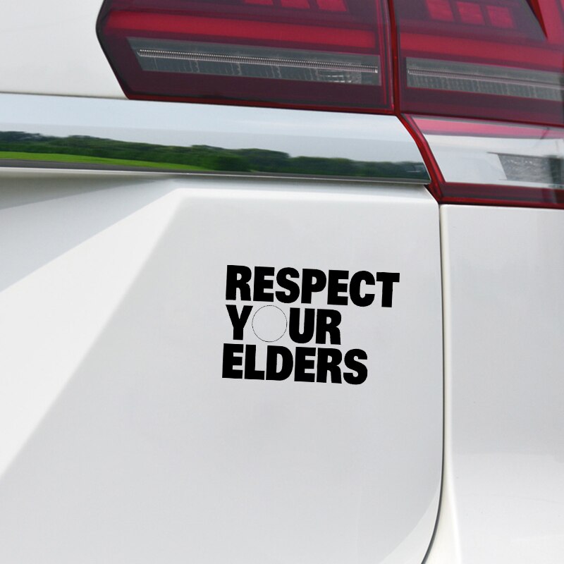 Decal dán trang trí cửa sổ xe hơi hoạ tiết Respect Your Elders bằng chất liệu vinyl kích thước 15cm*9.9cm