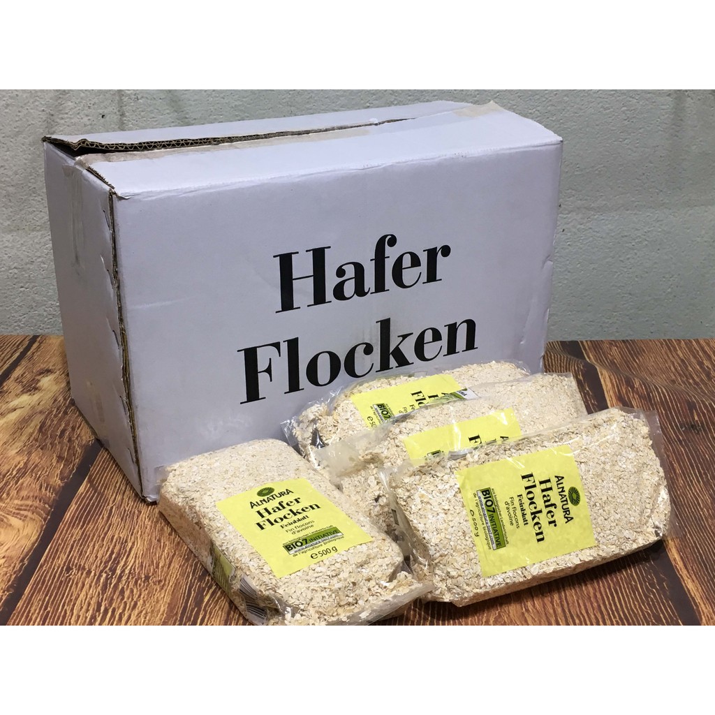 2 kg Yến mạch cán dẹp Hafer Flocken BiO Đức gồm 4 gói 500g