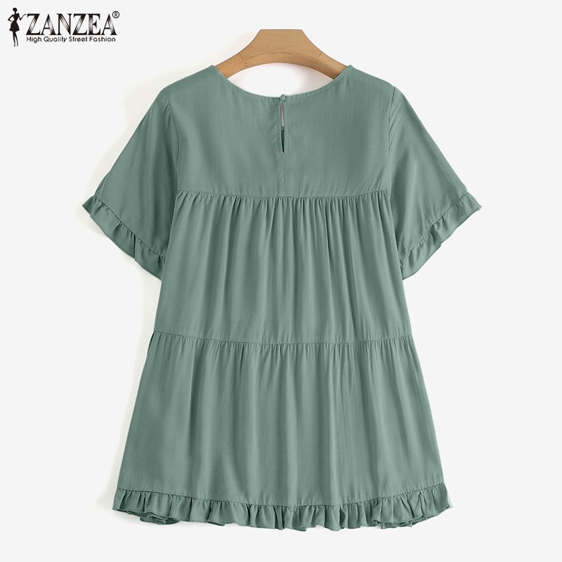 Zanzea Áo Kiểu Nữ Dài Tay Cổ Tròn Thời Trang Châu Âu