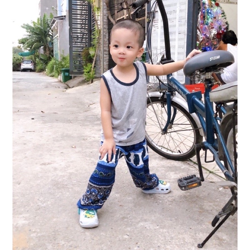 [30-35ky]quần harem lanh bom quần alibaba chống muỗi cho bé