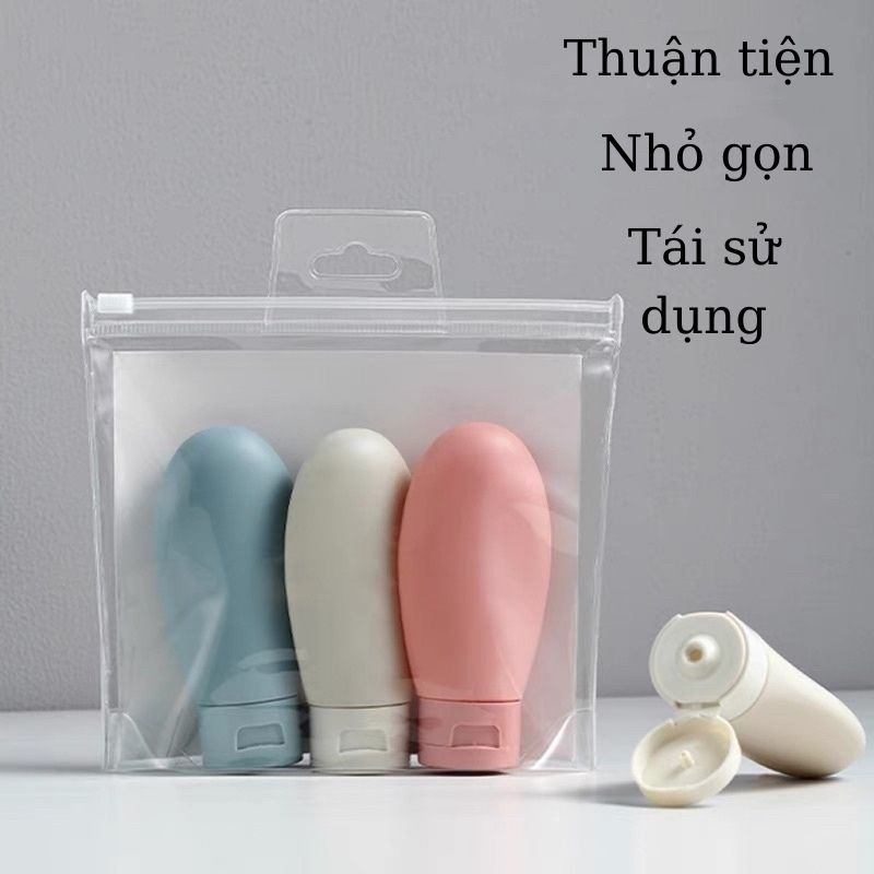 Combo 3 lọ chiết mỹ phẩm du lịch thân dẻo cao cấp dày dặn màu trơn chống rò rỉ Miibooshi P.264
