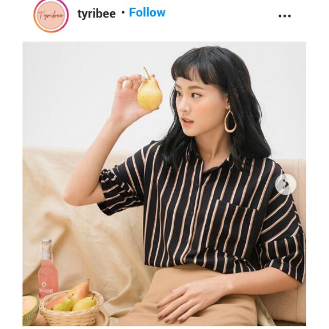 Pass áo sơ mi kẻ Tyribee (màu cam)