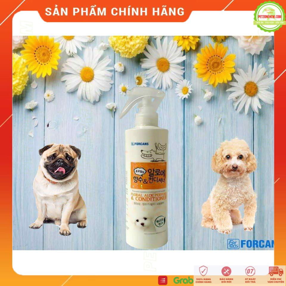 Dầu thơm Forcans 300ml 🏷️ FREESHIP🏷️ Floral perfume & conditioner từ nha đam cho chó mèo-mượt lông-chống rụng lông