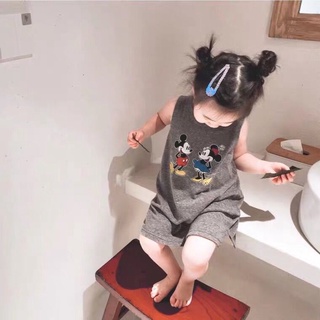 Đầm Cotton in hình chuột Mickey Minnie đáng yêu 2021 cho bé gái