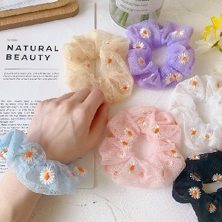 [SALE 30% lấy 5*] Dây Cột Tóc Scrunchies - Dây Buộc Tóc Voan Hoa Cúc chất Đẹp