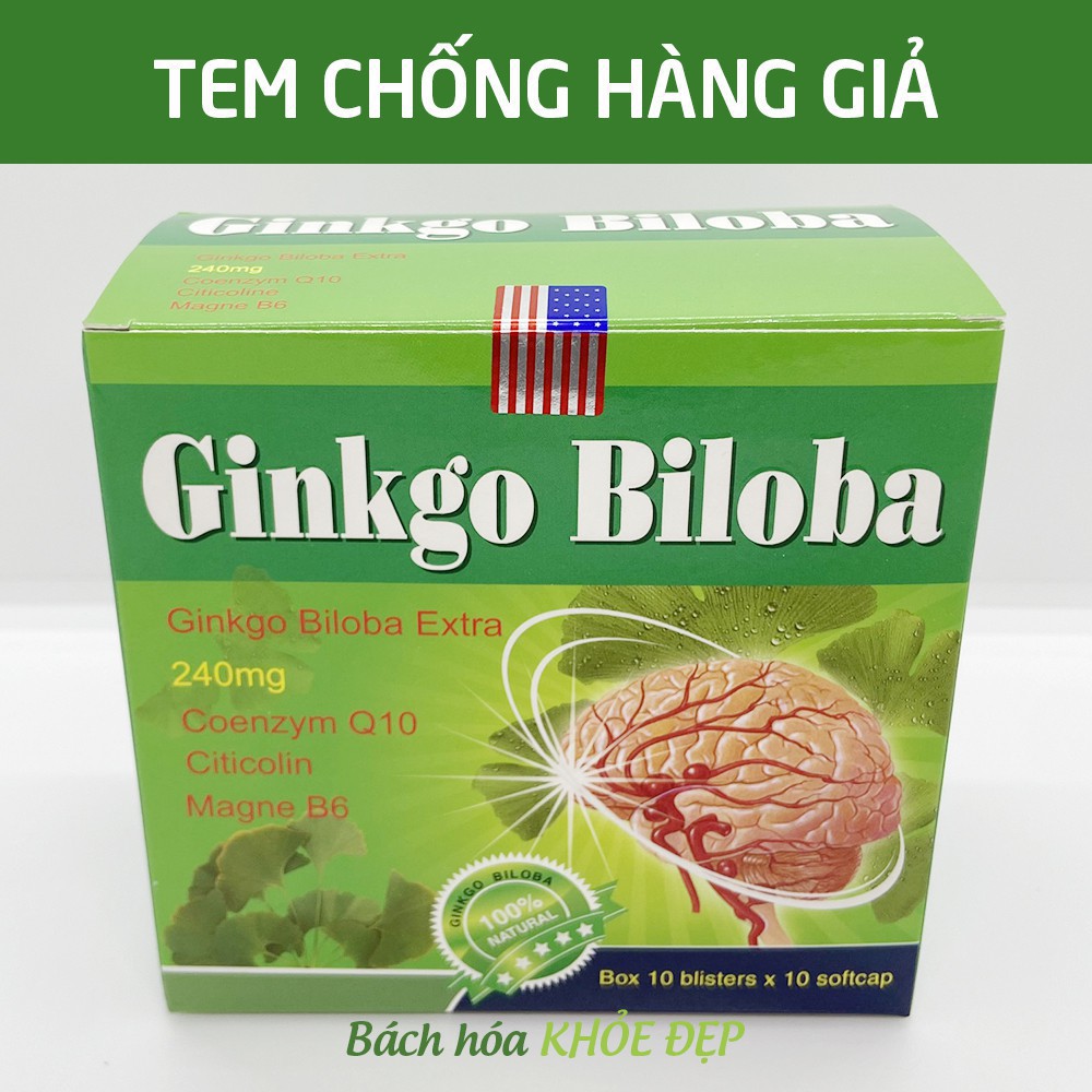 Hoạt huyết dưỡng não Ginkgo Biloba 240mg  ( Xanh - Não ) giảm đau đầu, hoa mắt, chóng mặt, rối loạn tiền đình