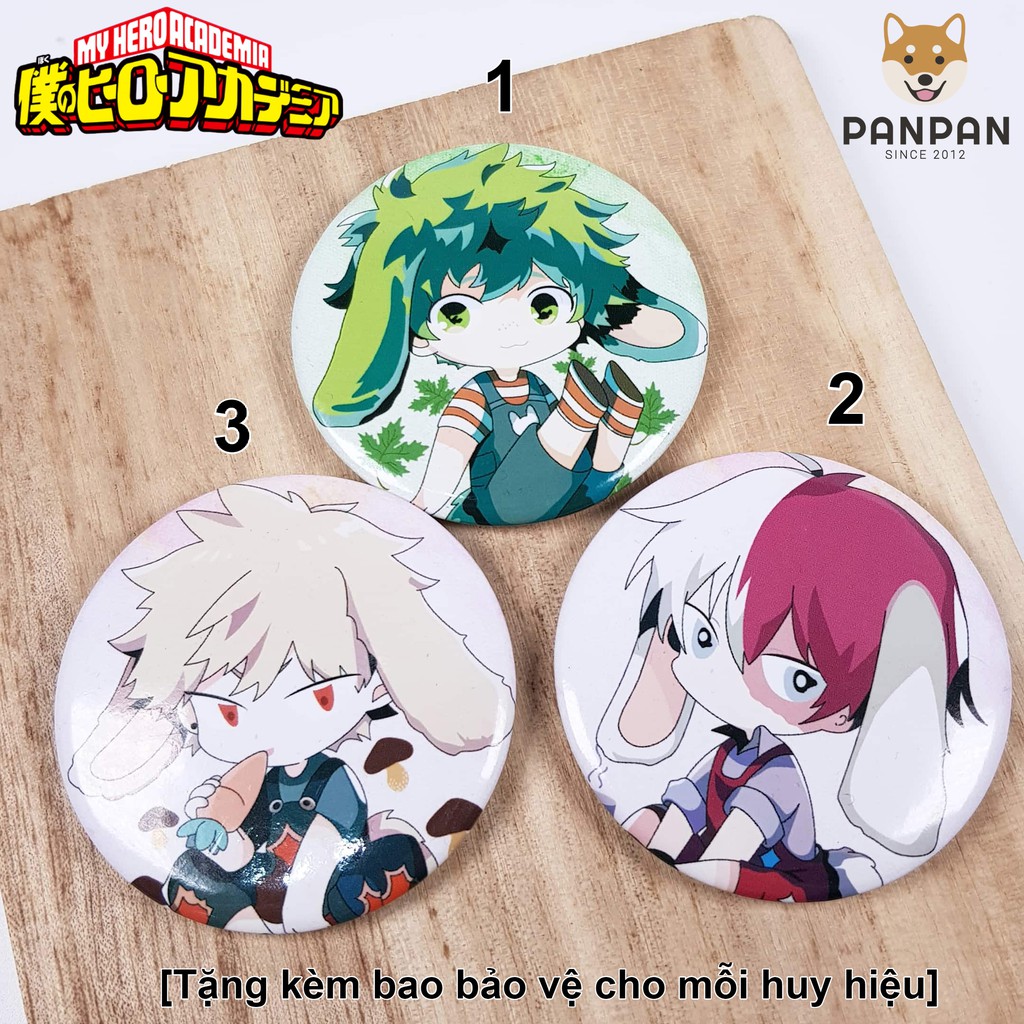 [TẶNG KÈM BAO BẢO VỆ] Huy hiệu lẻ My Hero Academia Tai Thỏ (6CM)