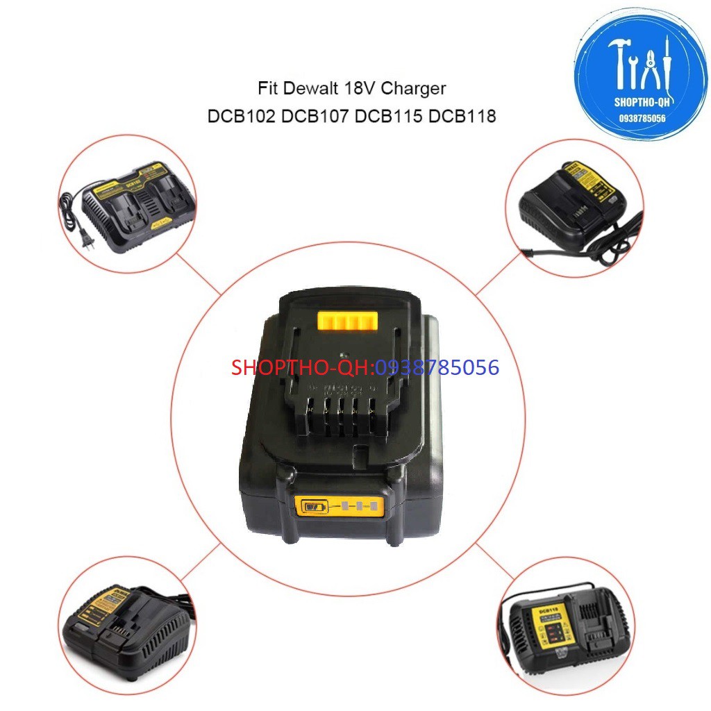 Vỏ pin Dewalt 18V Li-ion 18650 kèm mạch có báo pin, nhận sạc zin.