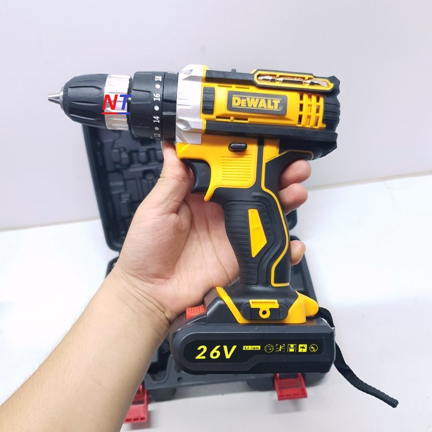 (LOẠI I) Máy Khoan Bê Tông, Bắt Vít DEWALT 36V - TẶNG Kèm 24 Chi Tiết - 3 Chức Năng 100% Lõi Đồng - 2 Pin Chuẩn 5 CELL