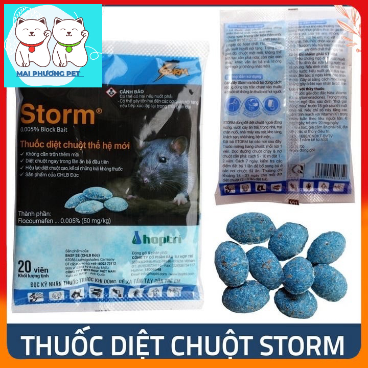 ￼[Mã PET20K giảm 20K đơn 250K] (Bán sỉ) Diệt Chuột Storm 1 gói 20viên CHỐNG ĐÔNG MÁU an toàn sinh học