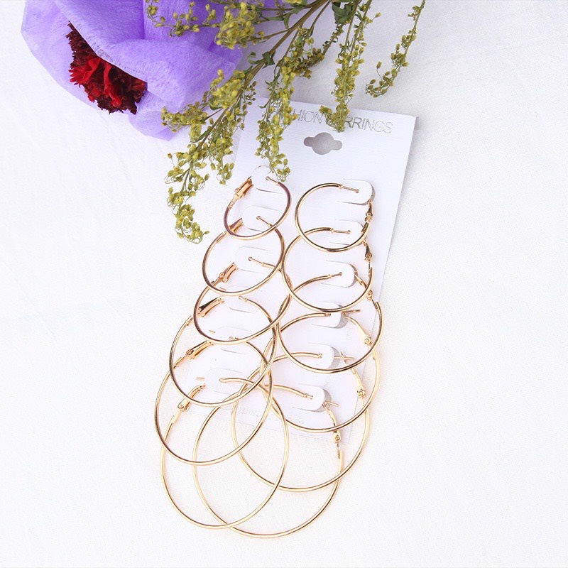 Set 6 Đôi Bông Tai Tròn Thời Trang Nữ Khuyên Tai Tròn Trơn Kiểu Dáng Basic Giá Rẻ Bộ 29 Bling On