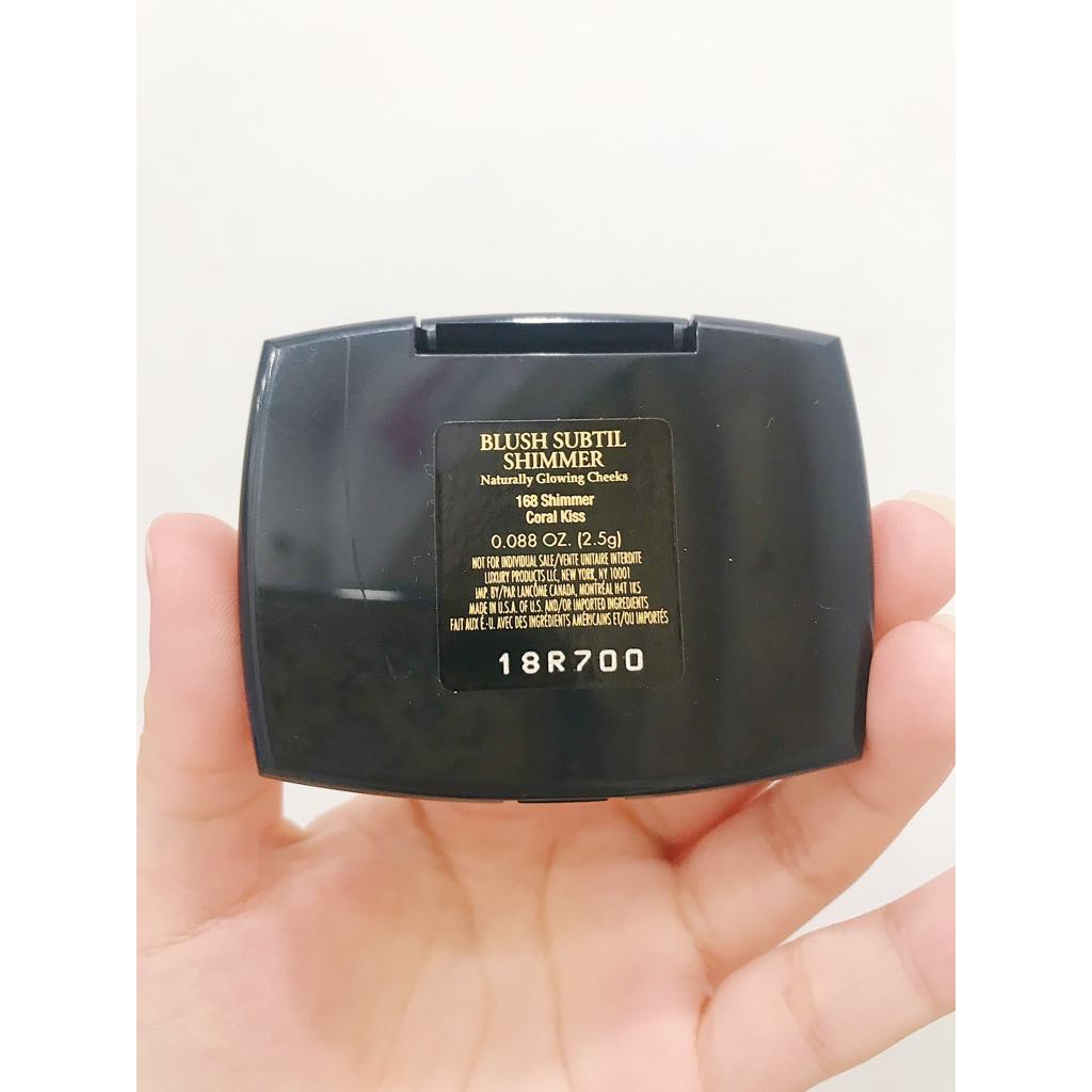 Lancome Phấn Má Hồng Blush Subtil Shimmer Naturally Glowing Cheeks 2.5g và Túi Đựng Mỹ Phẩm Lancome