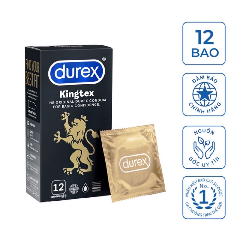 12 Bao cao su durex kingtex hàng chính hãng(hộp 12 bao)