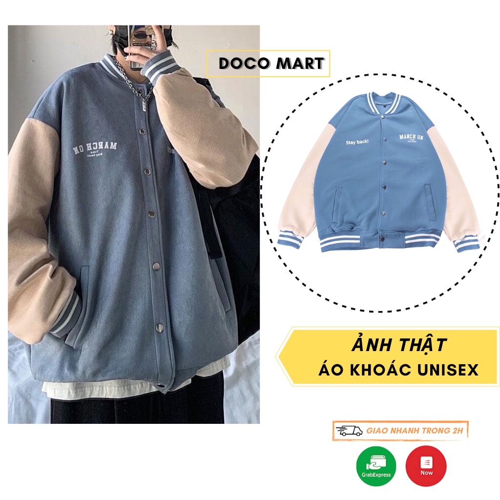 Áo bomber nam nữ DOCO MART áo khoác nỉ unisex MARCH bóng chày teddy