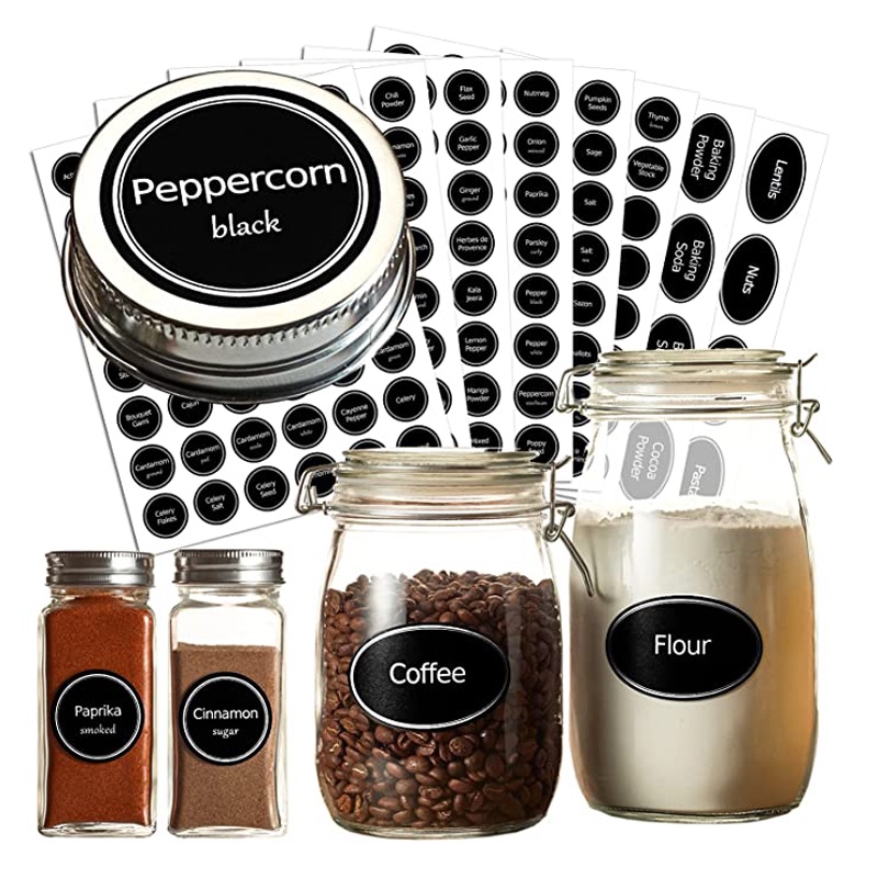 Nhãn Dán Màu Đen Cỡ Nhỏ Trang Trí Lọ Thủy Tinh Trong Nhà Bếp