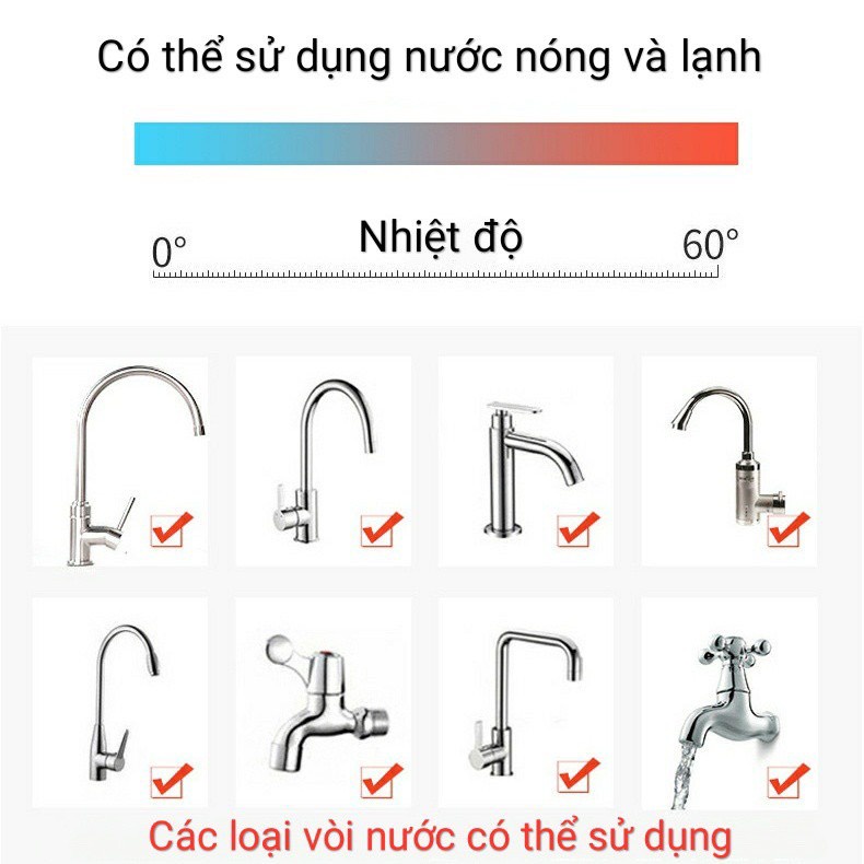 Đầu Vòi Nối Rửa Bát Có Cánh Quạt Tăng Áp Lực Nước Mạnh, Xoay 360 Độ Có Thể Kéo Dài Cho Bồn Rửa Chén