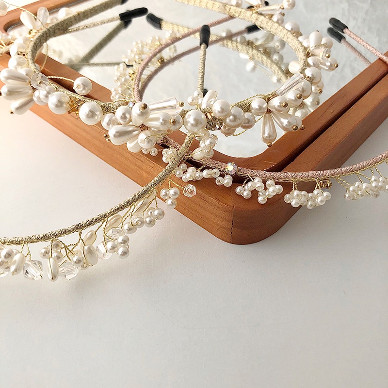 Băng Đô Cài Tóc Hình Hoa Đính Ngọc Trai Nhân Tạo Thời Trang Cho Cô Dâu