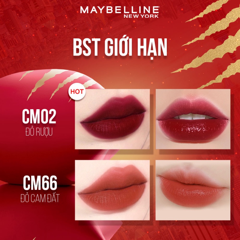 [Mã FMCGMALL -8% đơn 250K] Bộ Đôi Son Kem Mịn Lì Như Nhung Cushion Mattes Uncaged Maybelline New York