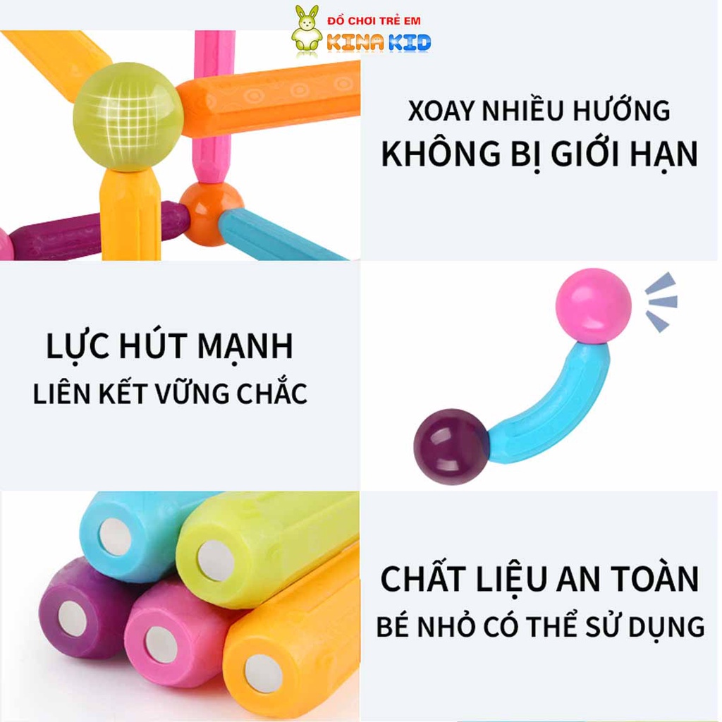 Đồ Chơi Xếp Hình Nam Châm Từ Tính 44 Chi Tiết Cao Cấp Nukied