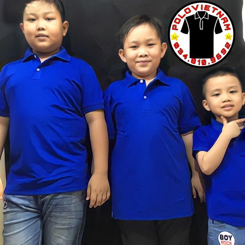 Áo polo Việt Nam trẻ em cổ trụ màu Xanh Bích - không xù lông, không ra màu, co giãn thoải mái, thấm hút mồ hôi