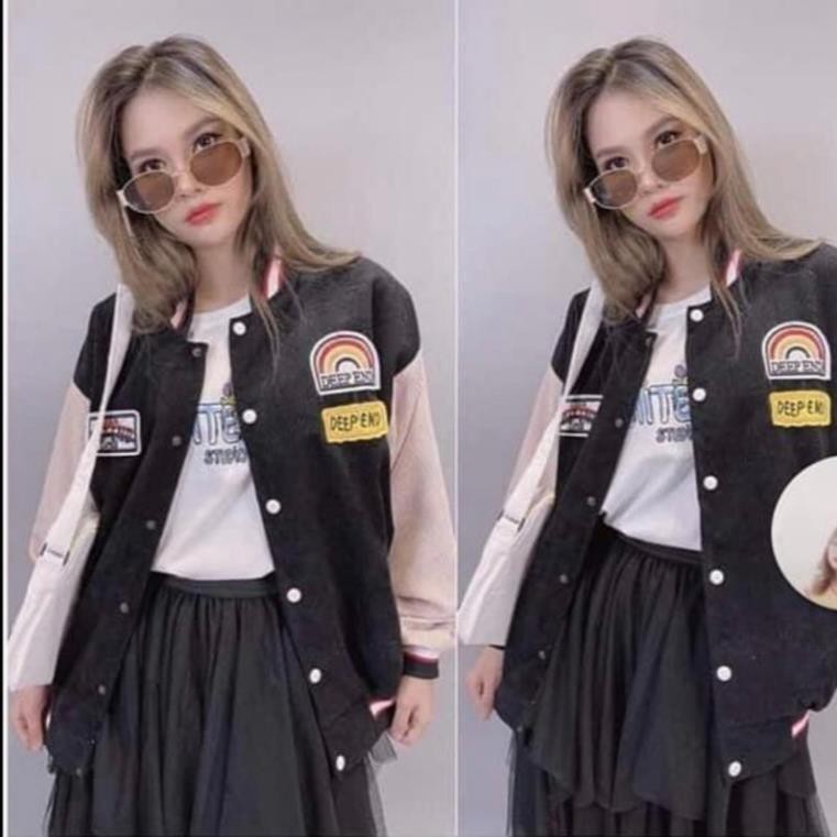 Áo khoác bomber nhung💖FREESHIP💖 áo bomber phom thụng cá tính AD13 - Anana.store