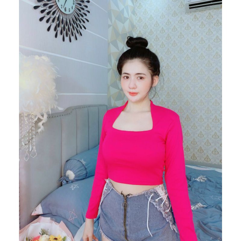 Áo croptop tay dài cao cấp