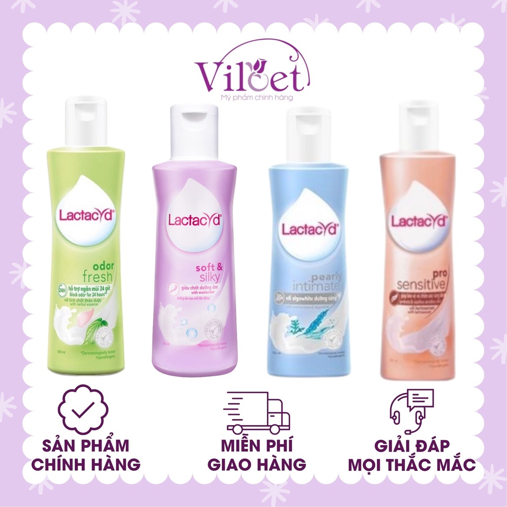 Dung dịch vệ sinh phụ nữ Lactacyd 150ml ngày dài tươi mát, nước rửa phụ khoa - Shop Viloet