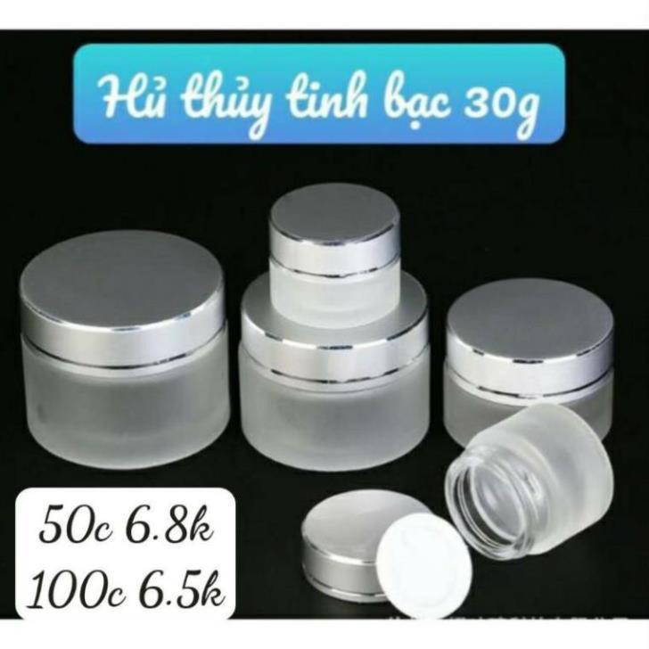 Hủ Đựng Kem ❤ TOP GIÁ RẺ ❤ Hũ chiết mỹ phẩm thủy tinh nắp bạc 5g/10g/15g/20g - Hũ kem thủy tinh , phụ kiện du lịch