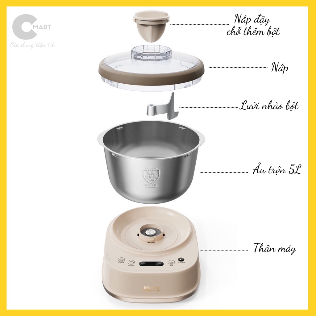 Máy Nhào Bột Trộn Bột Tự Động Màn Hình Điện Tử Thông Minh Bear HMJ-A50n1 [CMART_GIA DỤNG TIỆN ÍCH]
