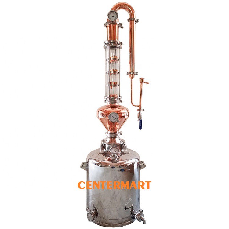 Hệ thống chưng cất dạng tháp đồng đỏ 200 lít điện có cánh khuấy