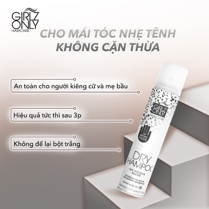 Dầu Gội Khô Girlz Only Party Nights / Dawn 'Til Dusk / Dazzling Volume / No Residue Nude 200ml